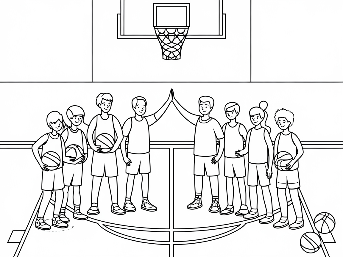 Celebrate Team Spirit with This Group Basketball Scene