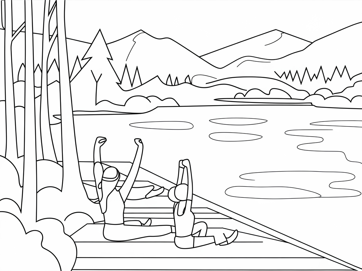 Morning Stretch by the Lakeside