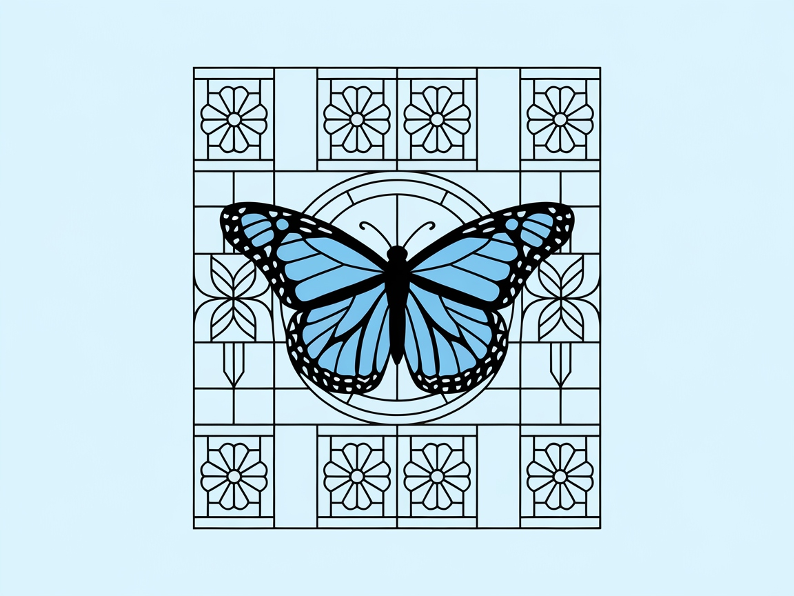 Color the Stylish Art Deco Butterfly Panel