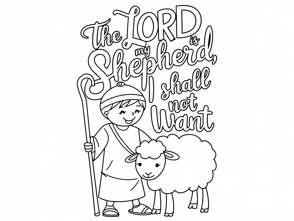 The Lord is My Shepherd: A Peaceful Scene to Color