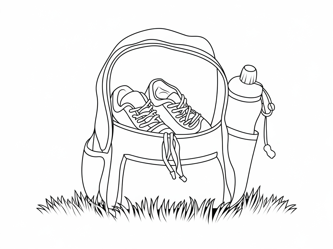 Pack Up for Adventure with This Sports Gear Coloring Page