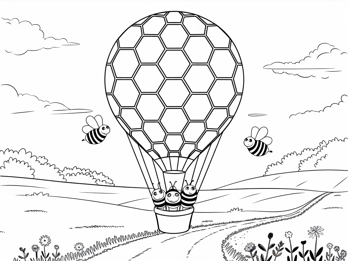 Embark on a Skyward Adventure with This Bee Balloon Scene