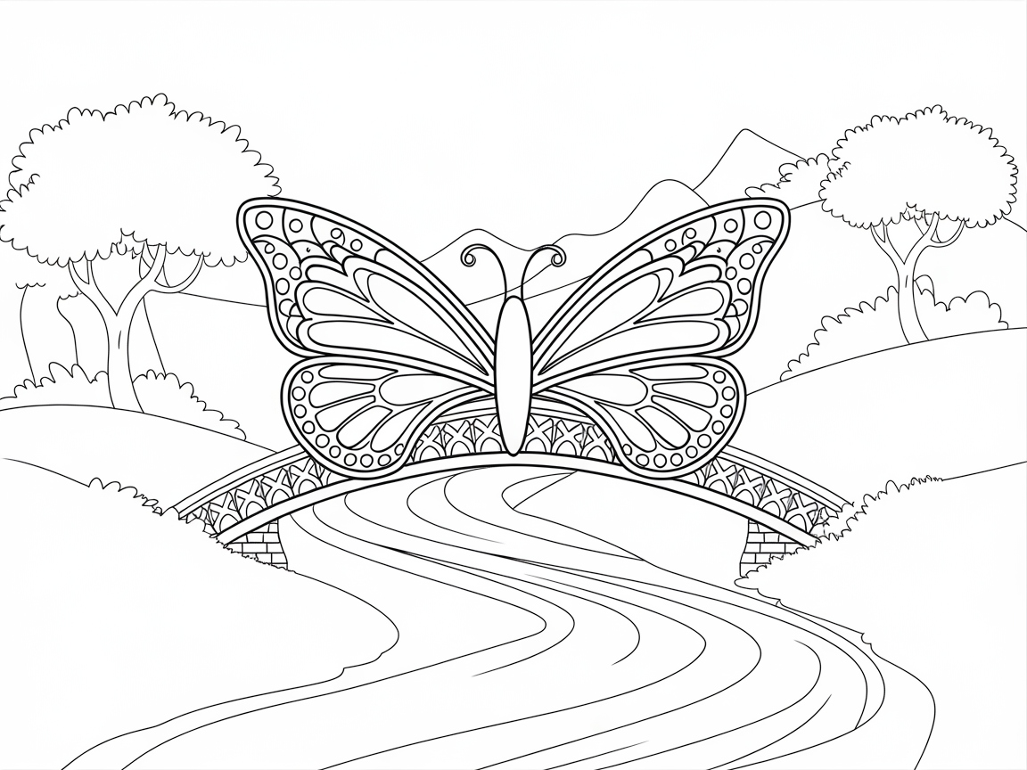 Butterfly Bridge Over Serene River Scene