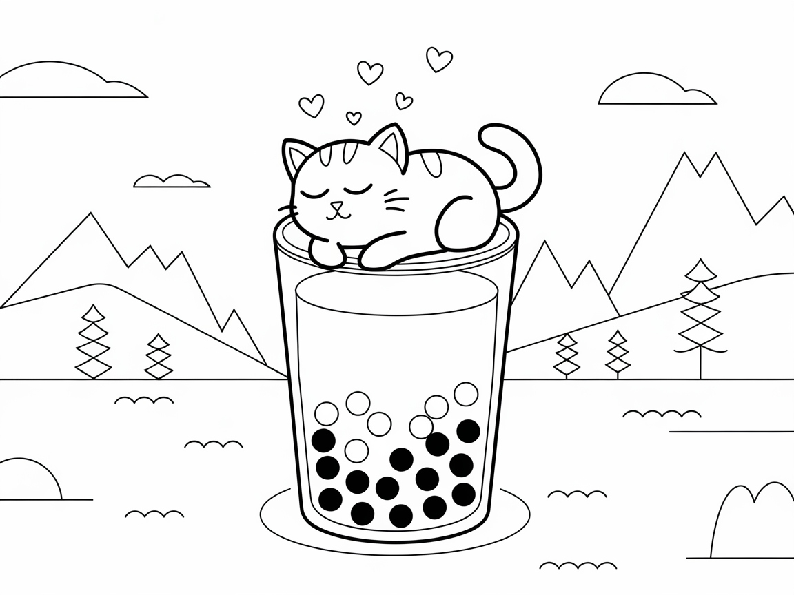 Dreamy Cat on a Boba Adventure