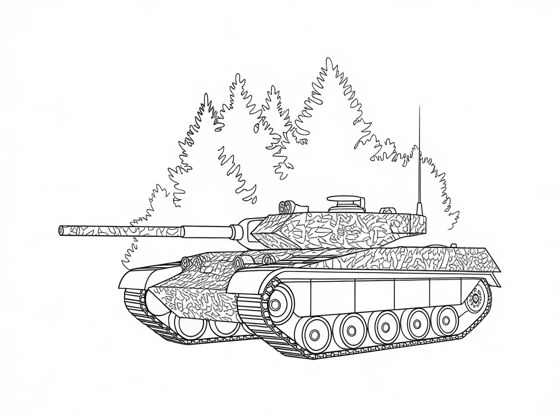 Concealment Craft: Color This Camo Tank Scene