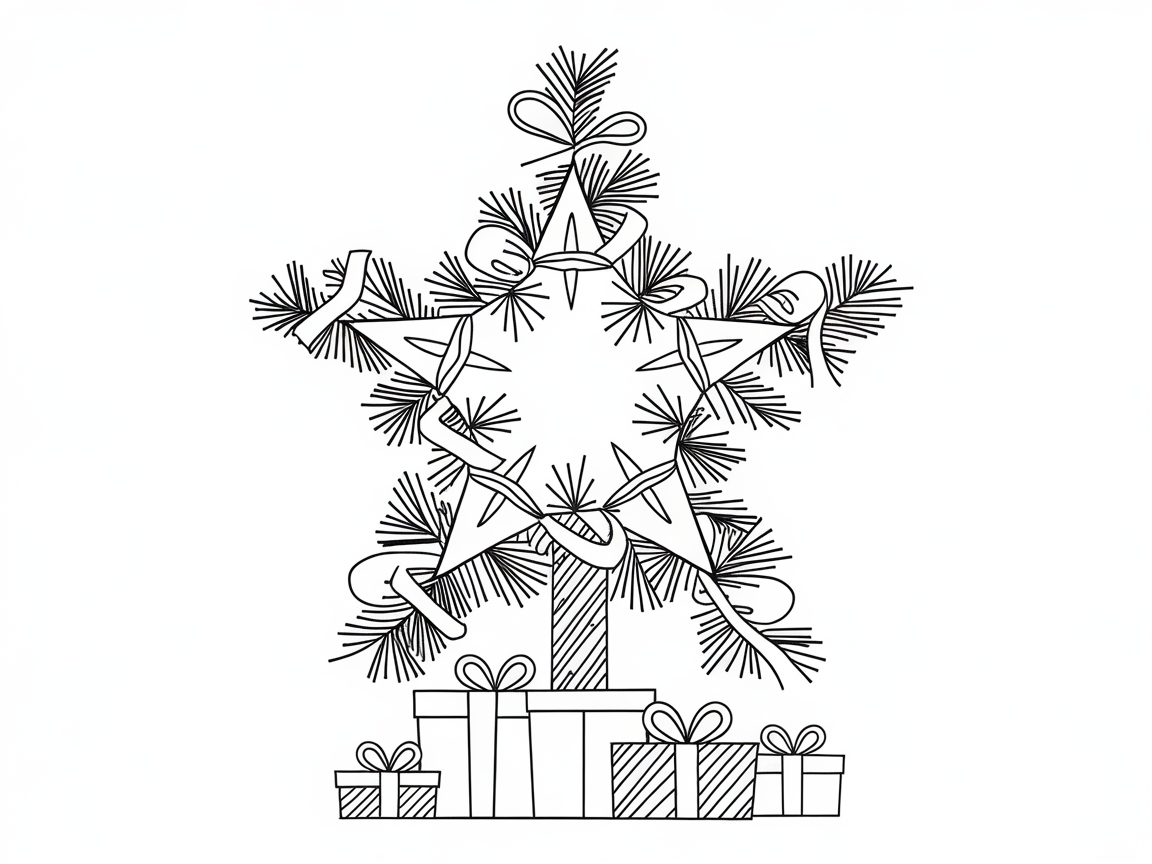 Star-Shaped Christmas Tree Crafted from Pine Boughs