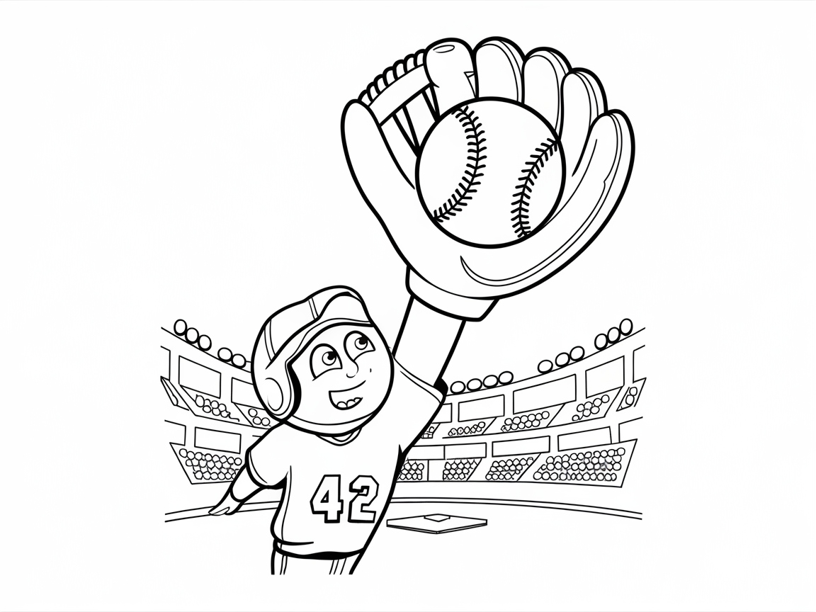 Score Big with This Baseball Catch Scene Coloring Page