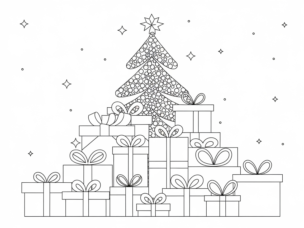 Pile of Presents Under a Festive Christmas Tree