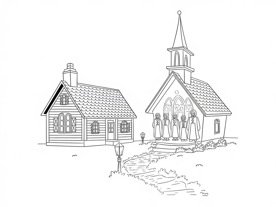 Charming Christmas Church with Carolers