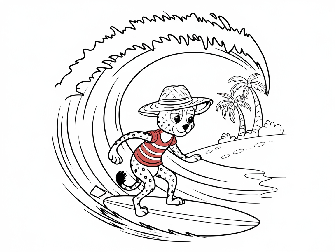 Surfing Cheetah Riding the Waves