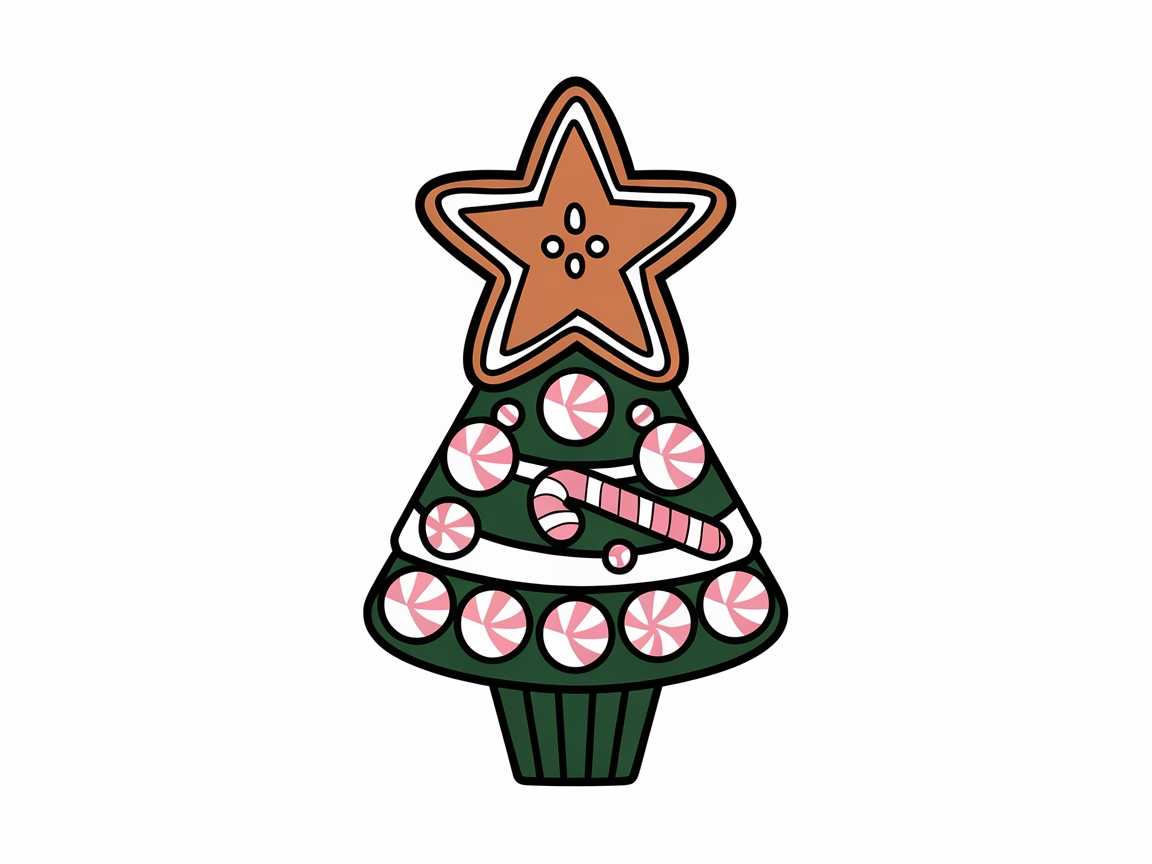 Sweet Christmas Tree Topped with Gingerbread Star