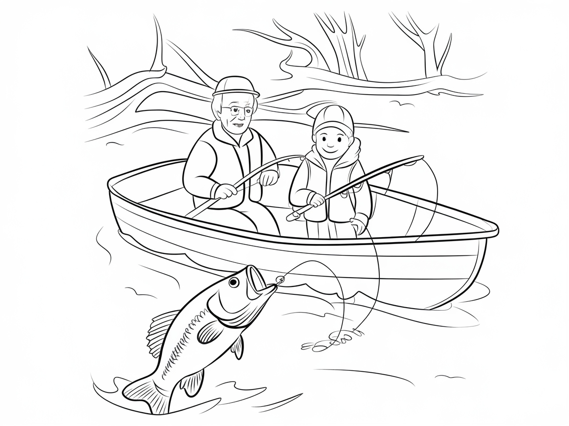 Memorable Fishing Trip: Grandpa and Grandchild Duo