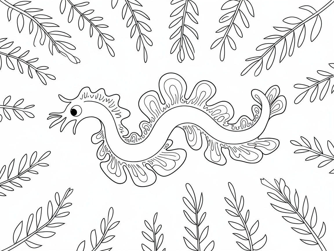 Color the Whimsy of This Sea Dragon Scene
