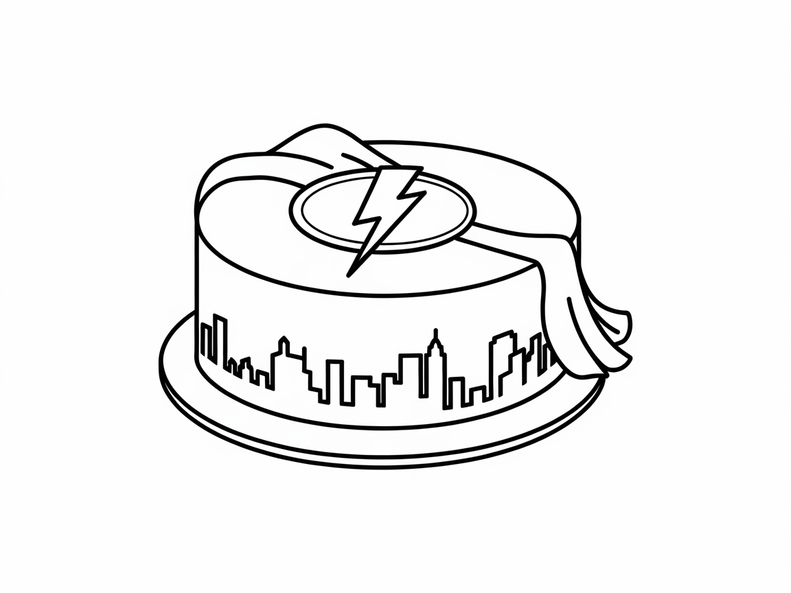Light Up the Sky with This Heroic Birthday Cake Coloring Page