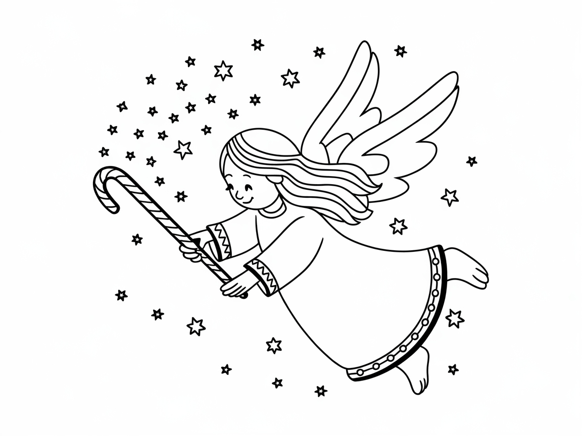Floating Angel with a Candy Cane Blessing
