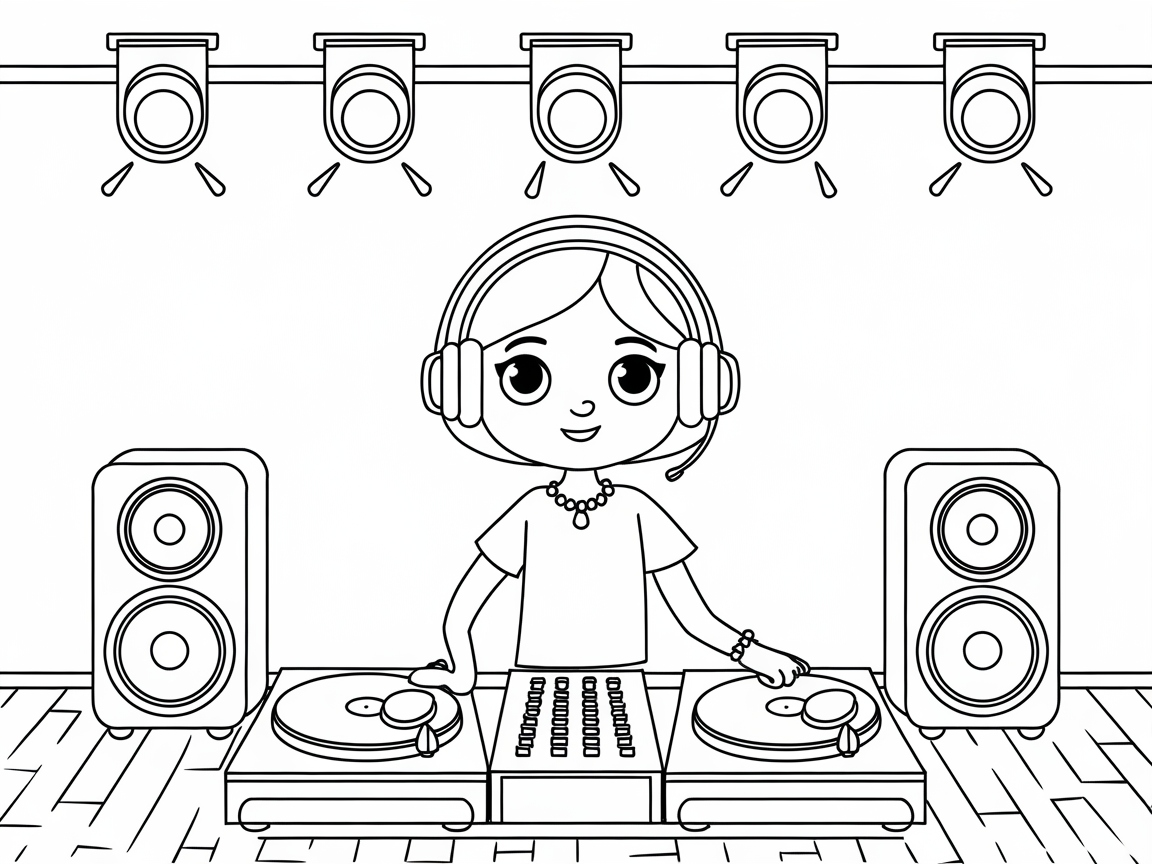 Spin the Decks with This Aspiring DJ Coloring Page