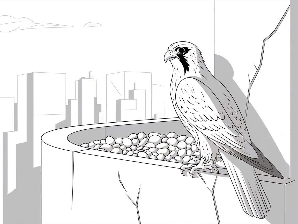 Urban Falcon Overlooking a Cityscape