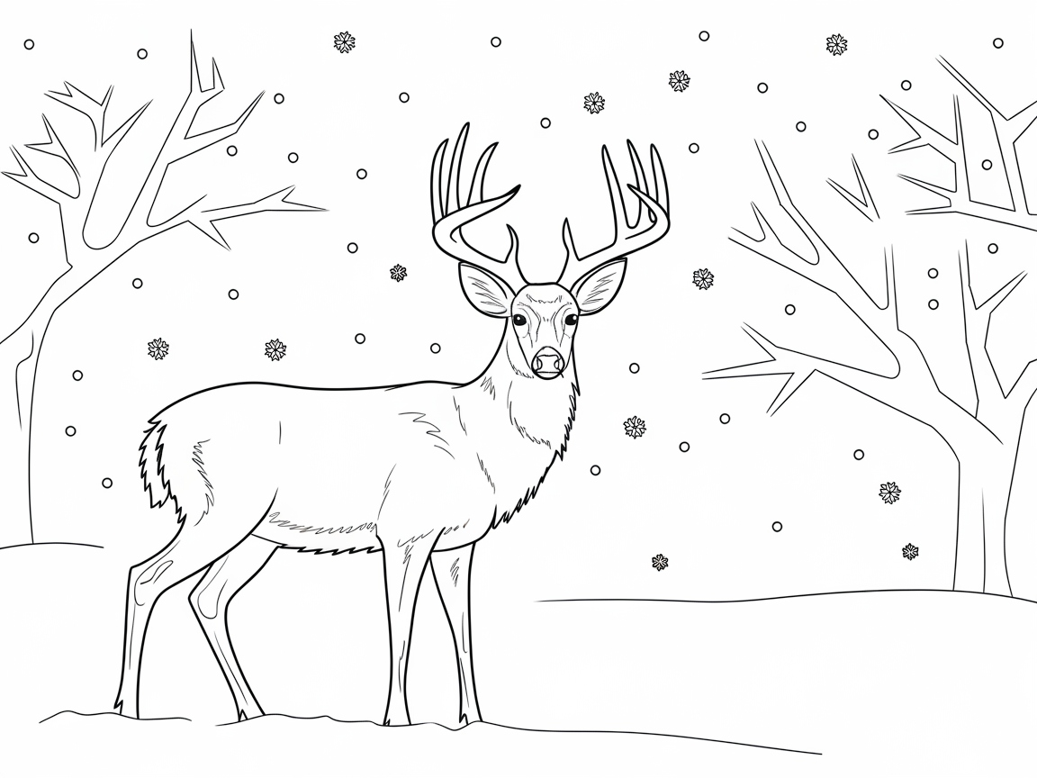 Winter Wonderland with a Majestic Buck
