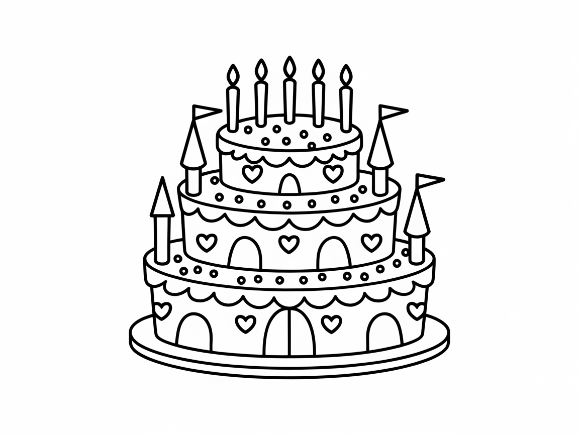 Craft a Castle Cake Masterpiece with This Coloring Page
