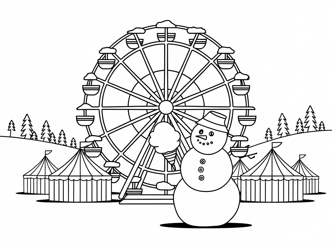 Join the Winter Carnival Fun with This Snowman Ferris Wheel Scene