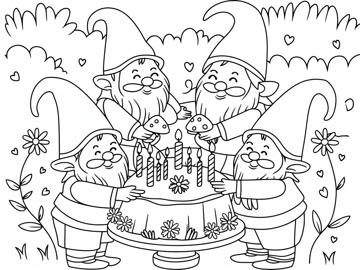 Celebrate With These Jolly Gnomes and Their Birthday Cake
