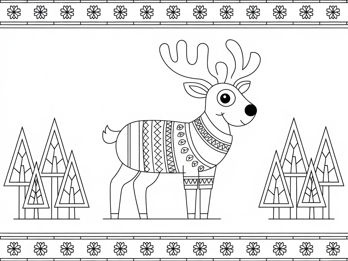 Color a Festive Reindeer in a Sweater Wonderland