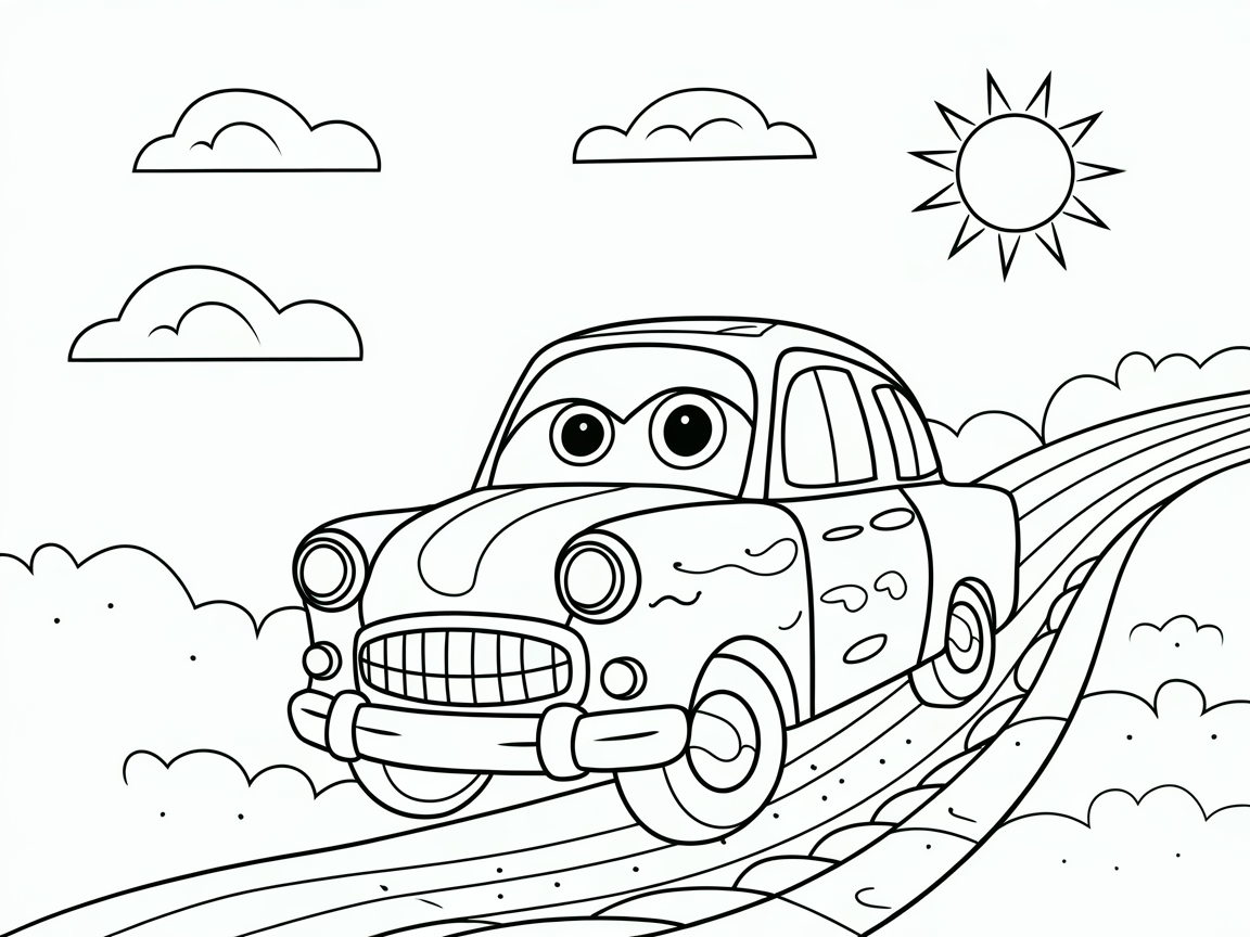 Charming Cartoon Car Awaits Your Colorful Touch