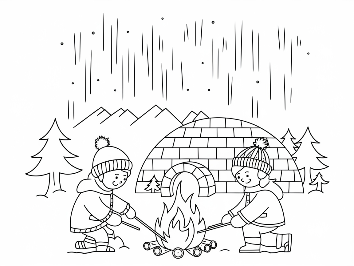 Cozy Winter Fun by the Igloo Bonfire