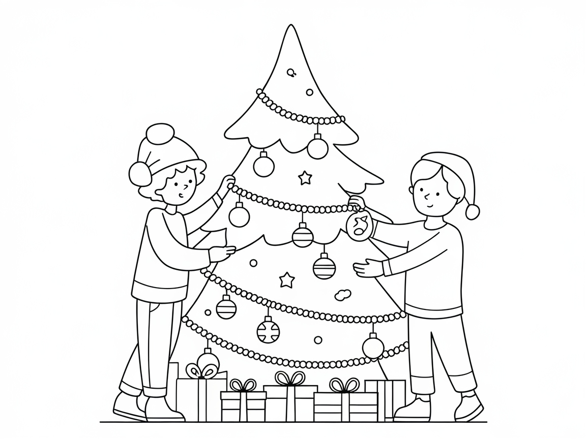Decorating the Christmas Tree with Joyful Friends