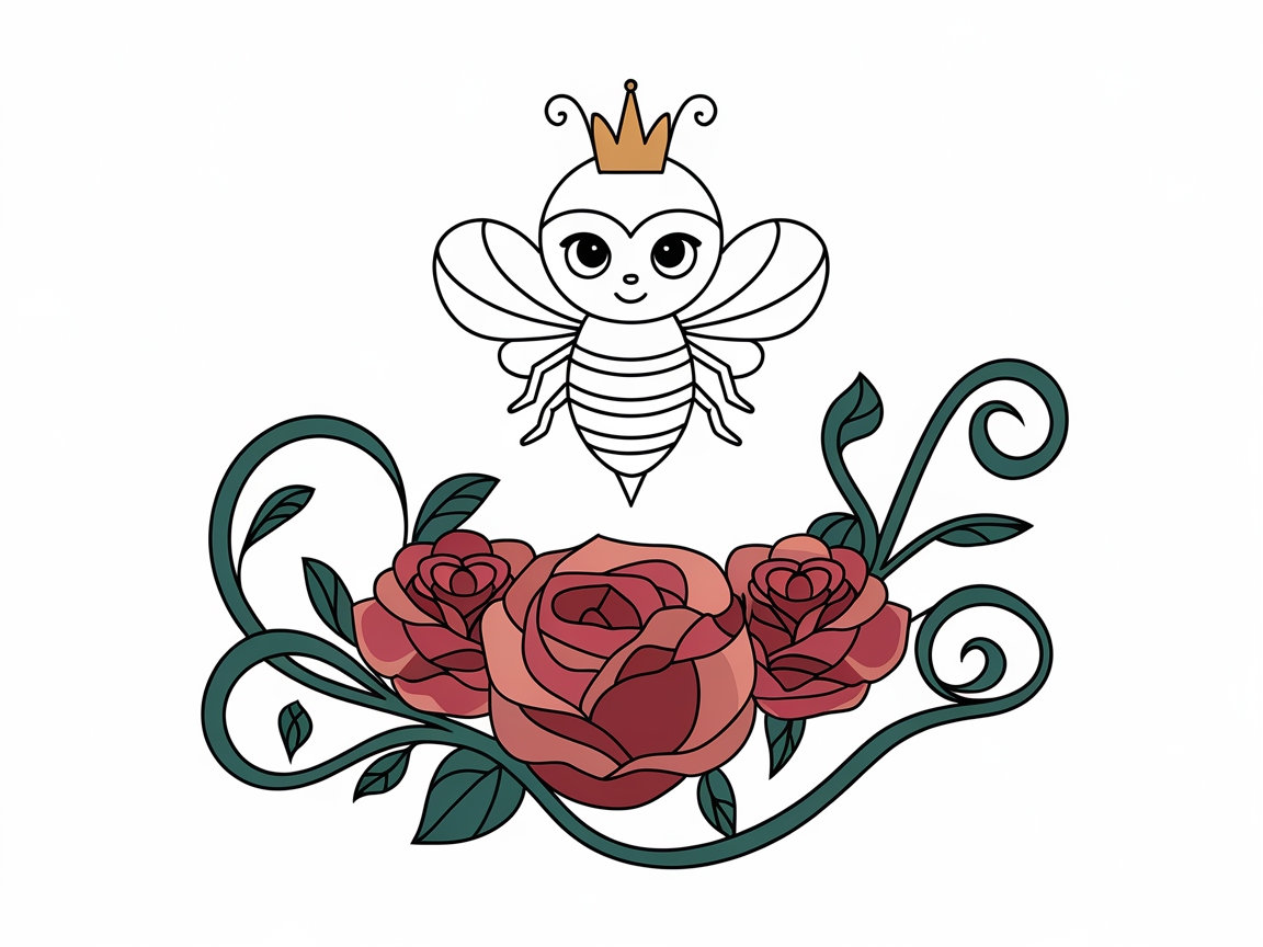 Majestic Queen Bee with Elegant Roses