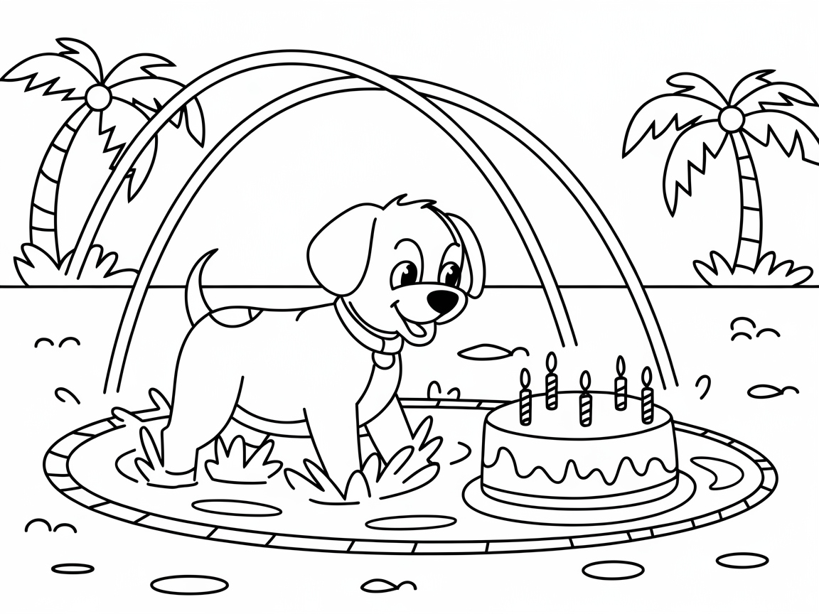 Splash into Fun: Color This Puppy Pool Party Scene