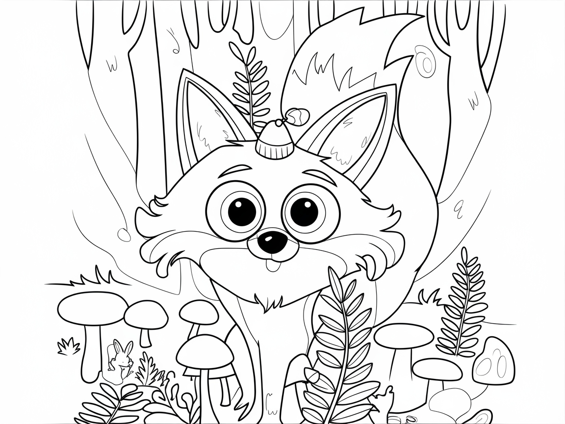 Adorable Big-Eyed Fox in a Forest Scene