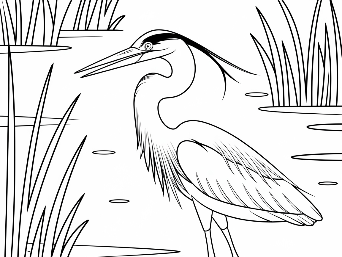 Capture Serenity with This Graceful Heron Coloring Page
