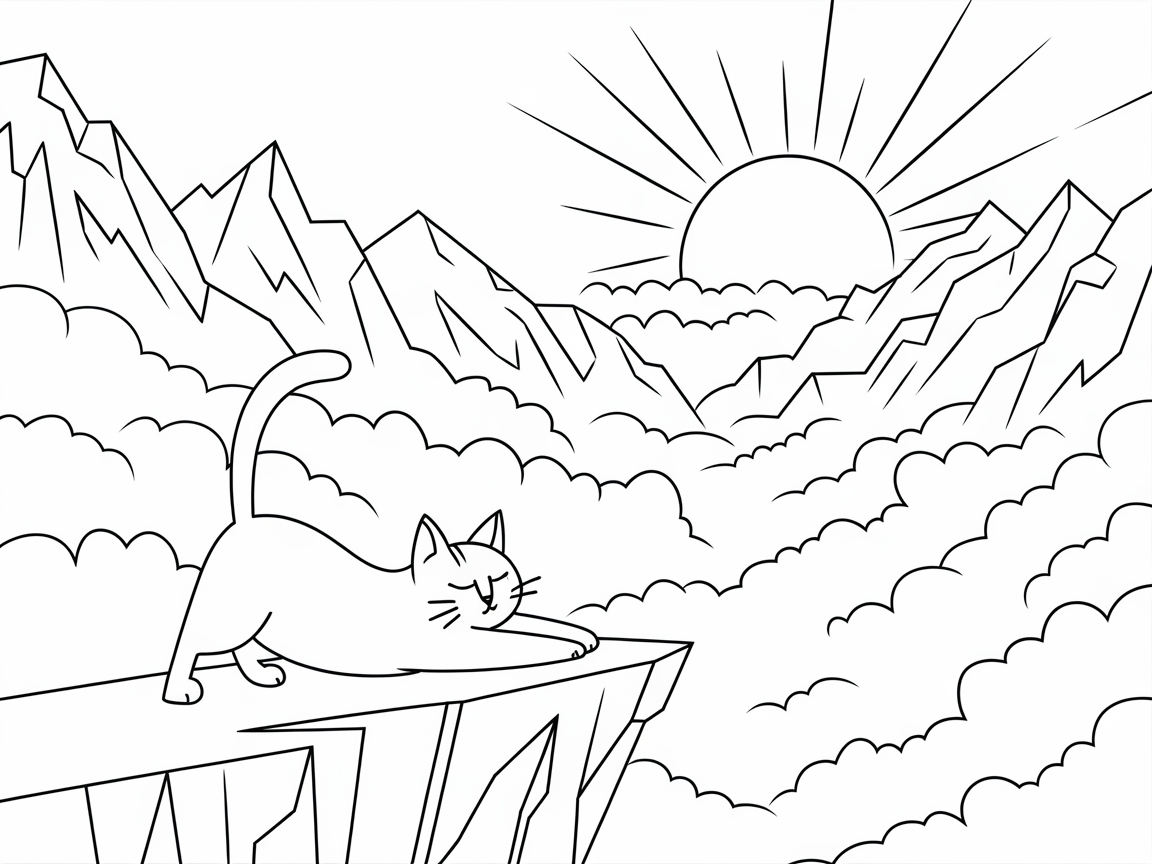 Cat Enjoying a Mountain Sunrise