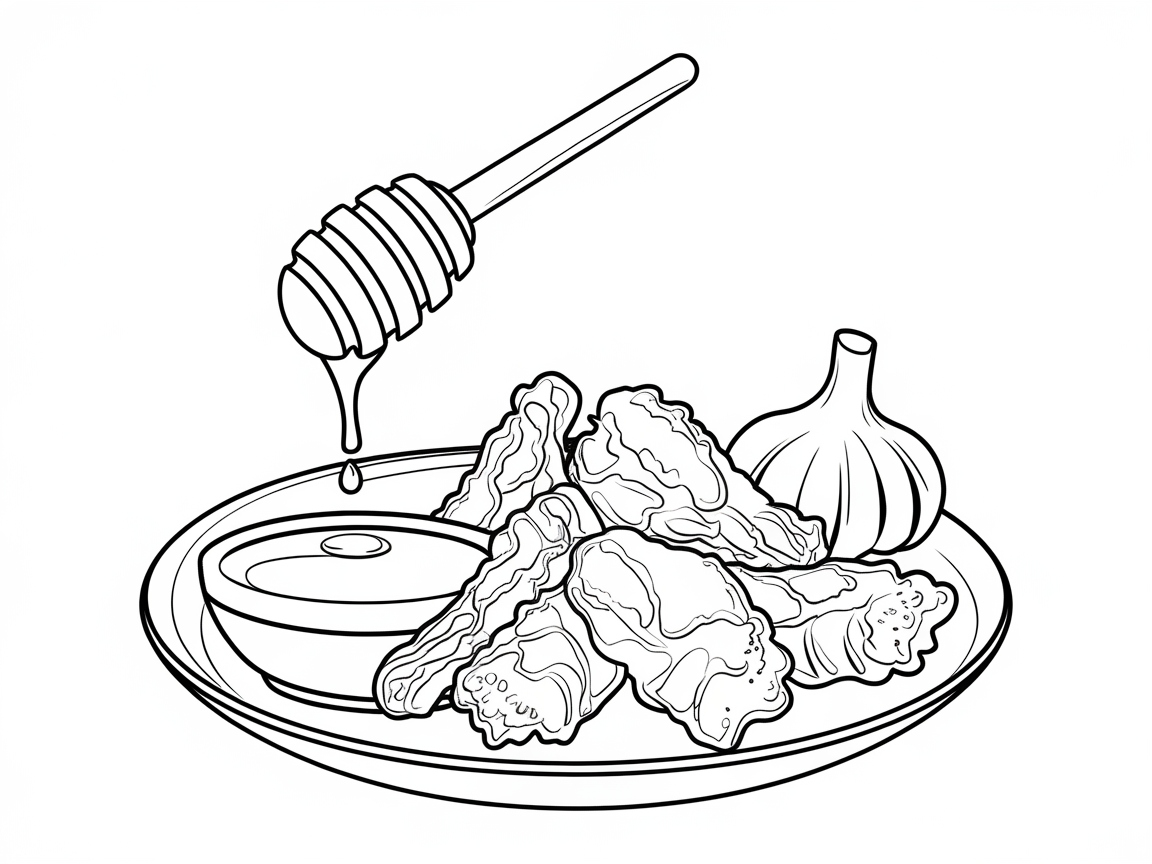 Dive into This Honey Garlic Delight Coloring Page