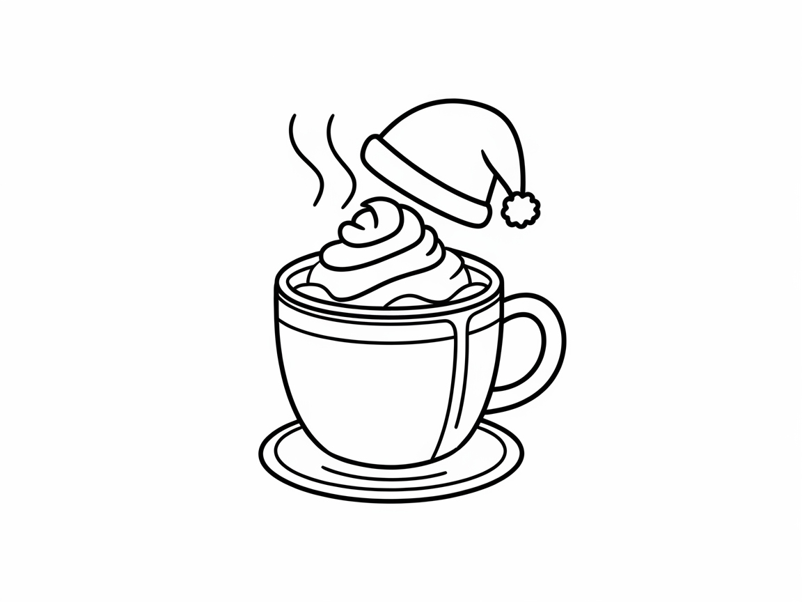 Steaming Cup of Cocoa with a Santa Hat Twist