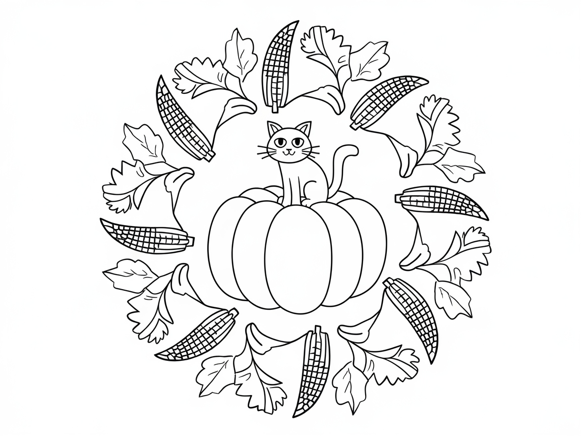 Celebrate Fall with This Harvest Cat Mandala