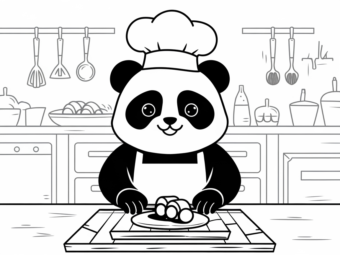 Panda Cooks Up Fun in This Adorable Kitchen Scene