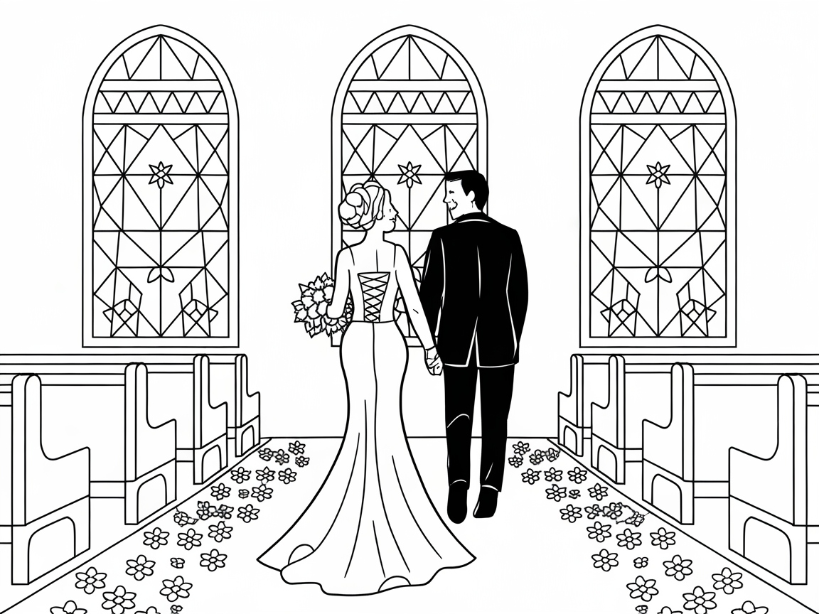 Gorgeous Wedding Scene with Stained Glass Charm