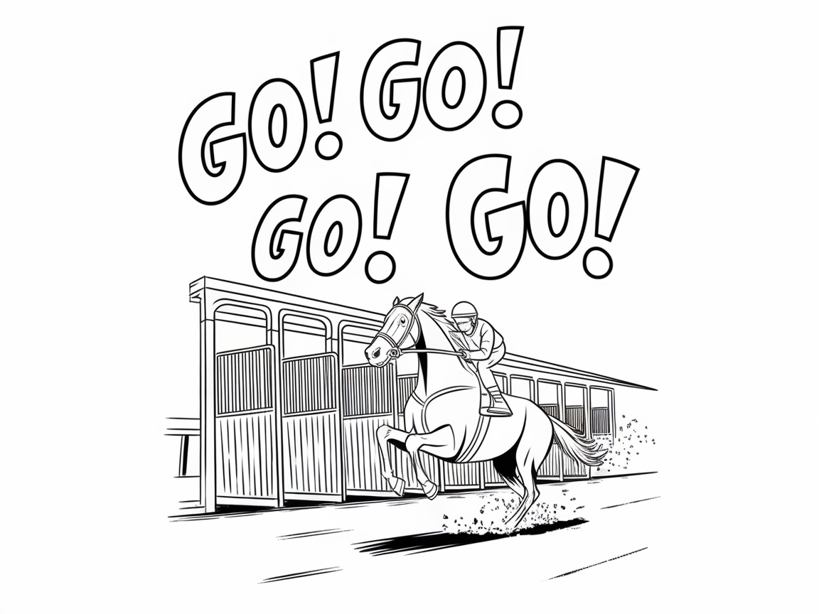 Race Day Excitement: Galloping Horse Scene