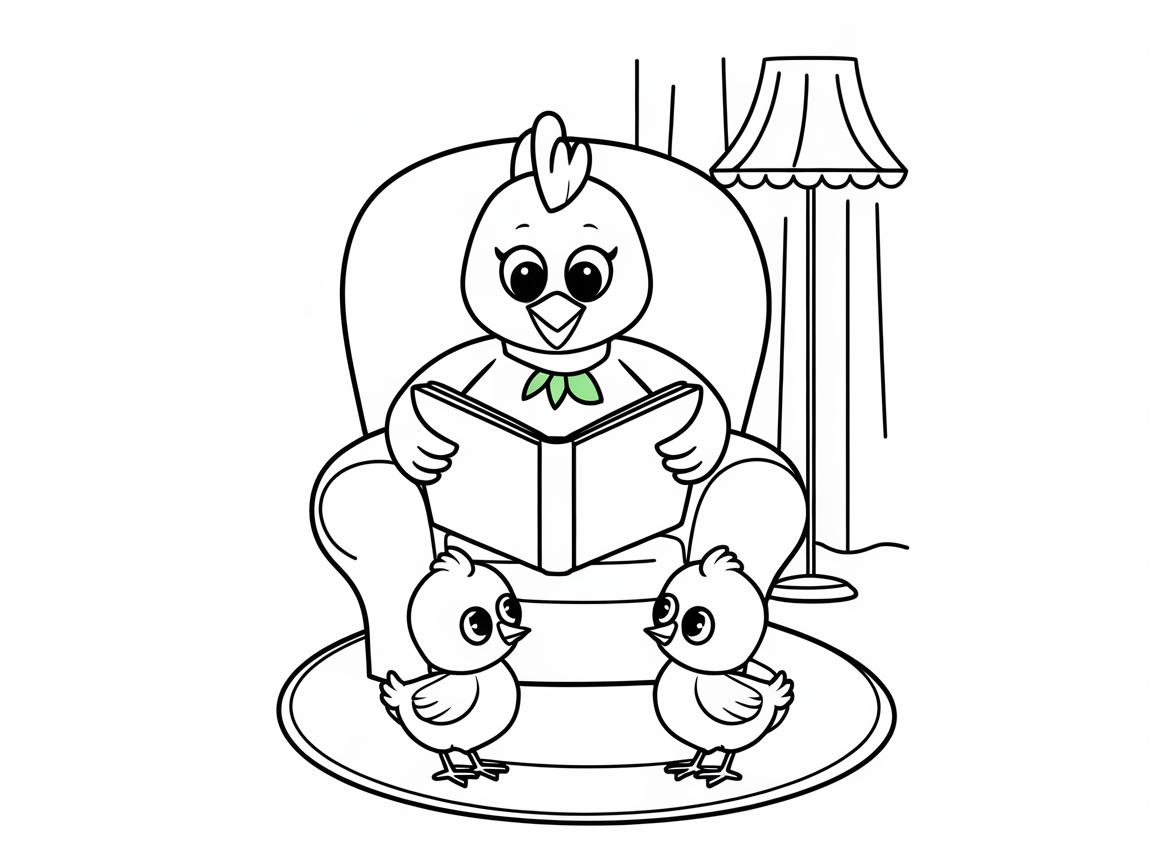 Storytime Hen and Chicks Coloring Delight