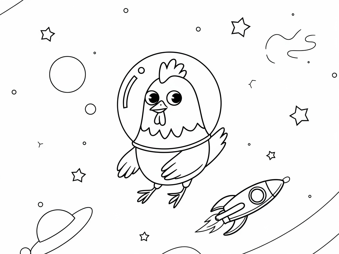 Space Chicken Adventure Awaits Your Colors