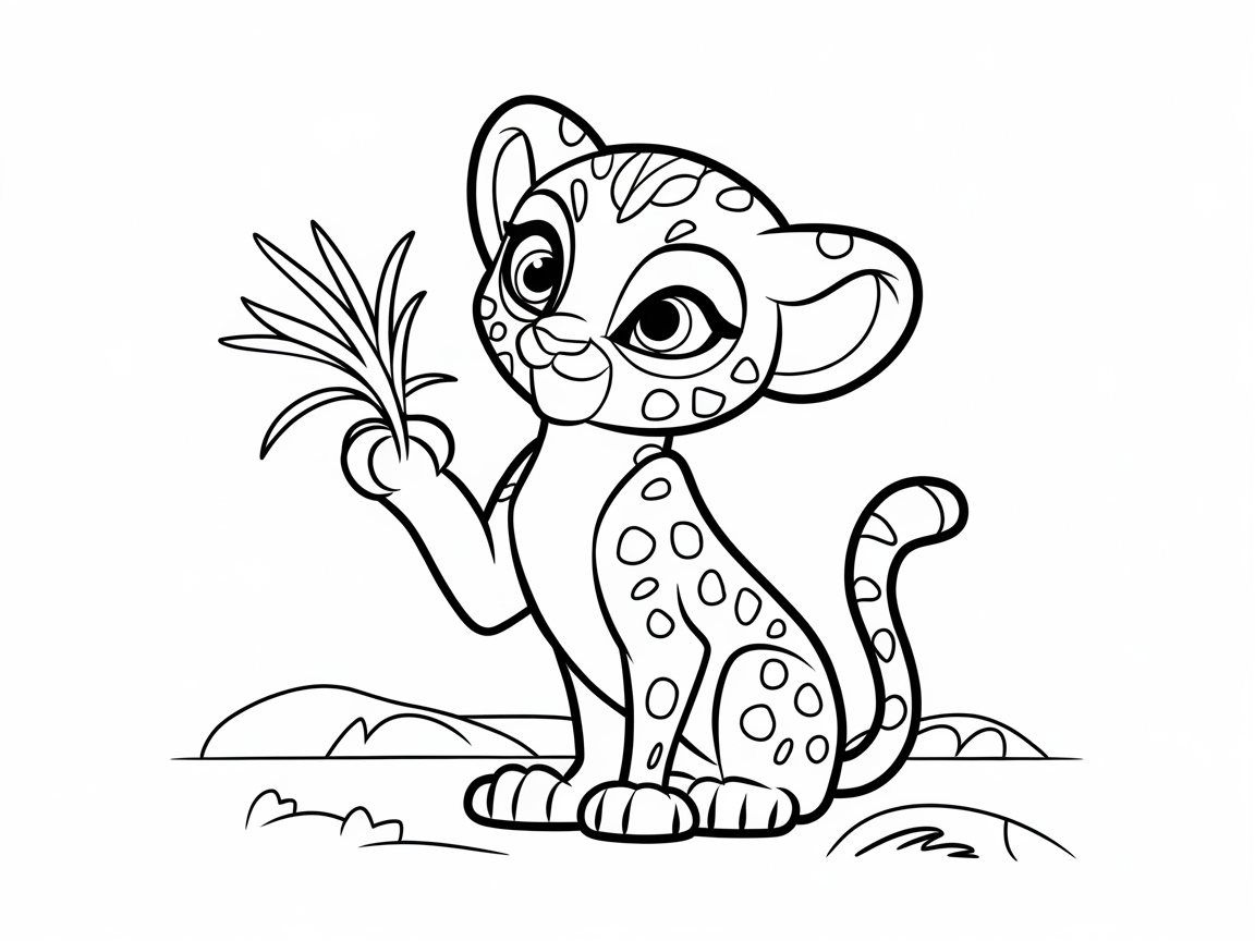Playful Cheetah Cub with Safari Grass