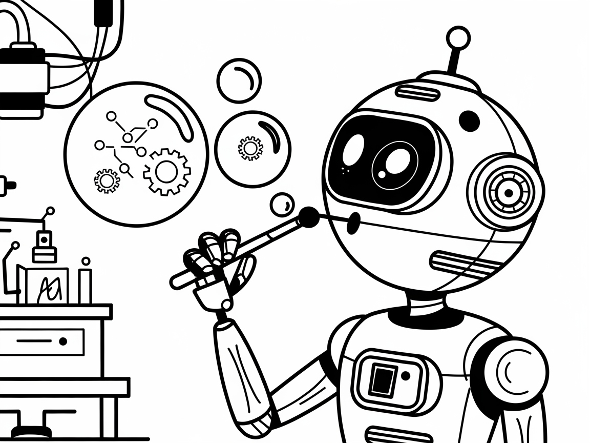 Explore the Future with This Robot Bubble-Science Coloring Page