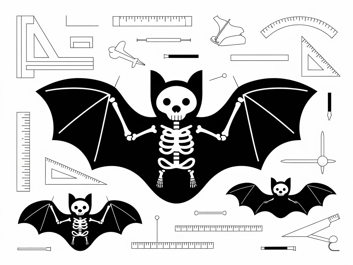 Spooky Bat Skeleton with Geometric Tools