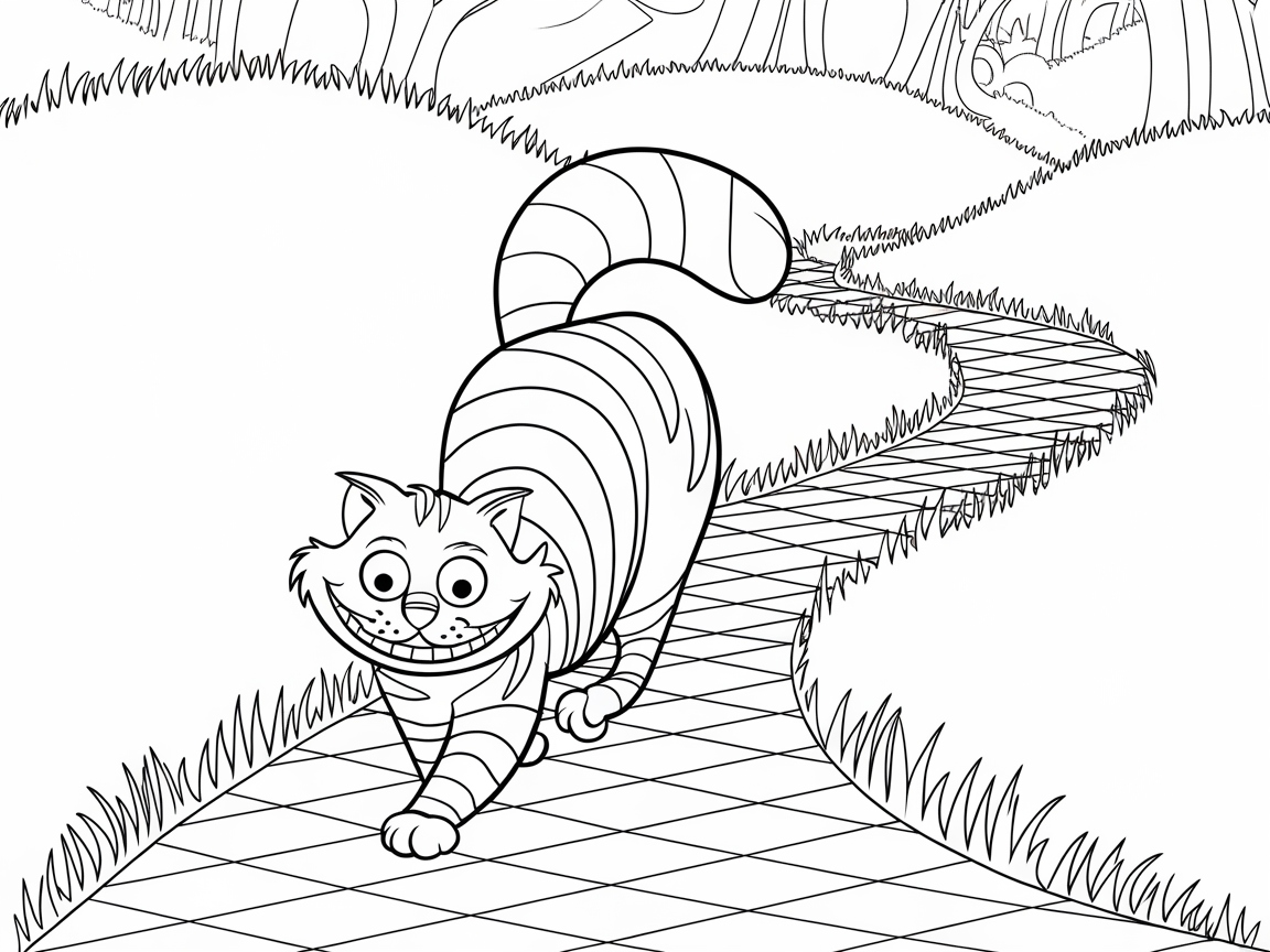 Cheshire Cat on a Whimsical Path Adventure