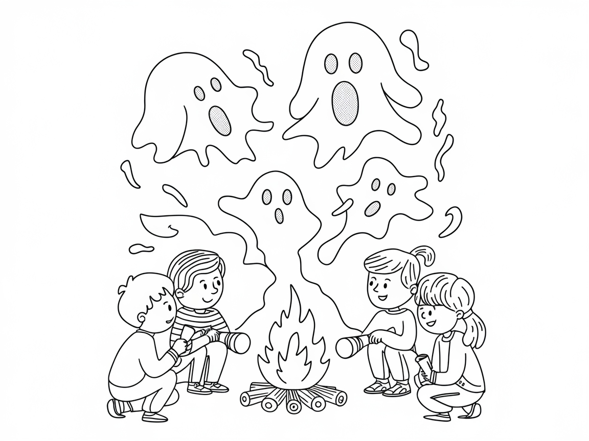 Ghostly Campfire Tales Coloring Fun