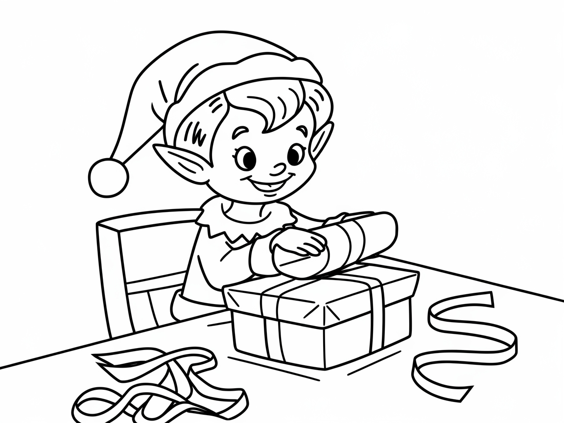 Cheerful Elf and Gift Wrapping Fun