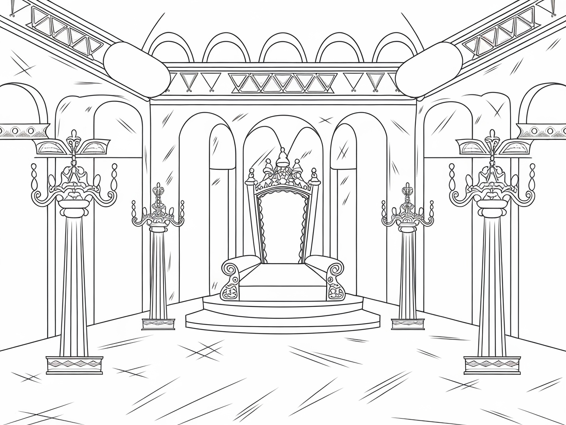 Step into Royalty with This Elegant Throne Room Coloring Page