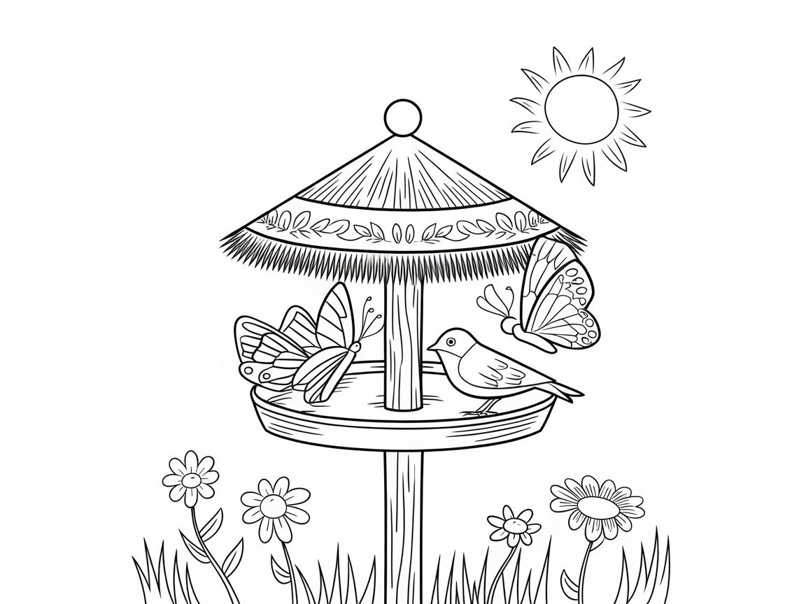 Bird and Butterfly Haven on a Sunny Day